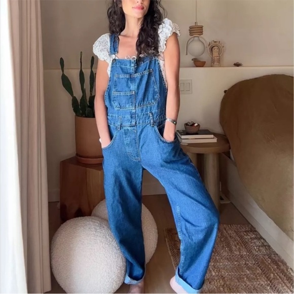 Free People Ziggy Denim Overalls in Sapphire Blue XL - Picture 3 of 8